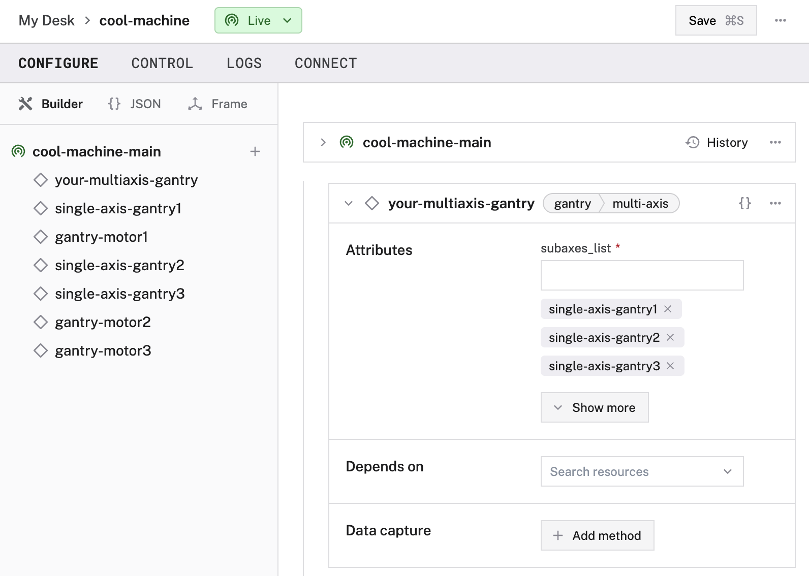 Creation of a multi-axis gantry component.